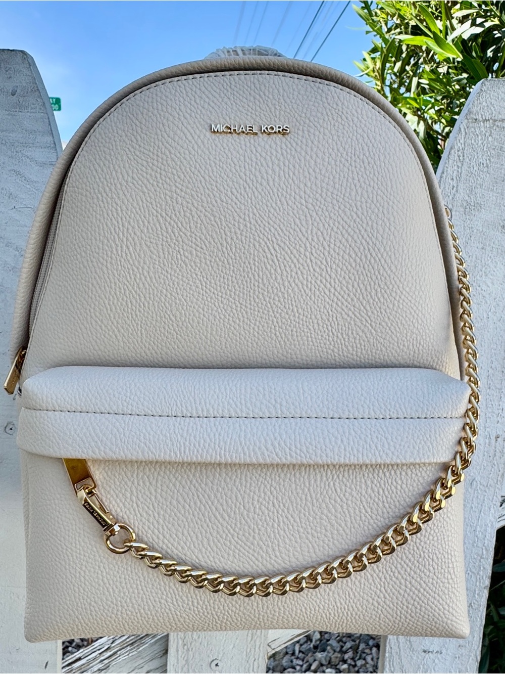MICHAEL KORS Light Cream Slater Medium Leather Backpack NWT - Picture 1 of 4
